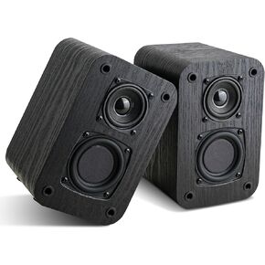 Passive Bookshelf Speakers for Home Theater Surround Sound, Home Desktop Stereo Speakers with Crisper Sound and Classic Wood Grain for Record Player/Computer/TV, Wall Mountable, One Pair.