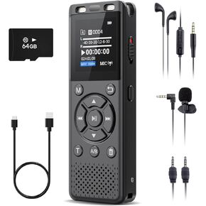 96GB Digital Voice Recorder One Click, HD Recording Easy Control Voice Recorder with Playback, Large Screen 7000 Hours Sound Audio Recorder Recording Tape for Lectures Meeting MP3 Player