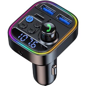 شاحن سيارة CCAKRZY 5.3 بلوتوث Fm Transmitter USB ونوع C PD 30 وات شحن سريع مشغل موسيقى MP3 لاسلكي، مستقبل صوت، مخرج AUX، محول ولاعة سجائر للمكالمات بدون استخدام اليدين