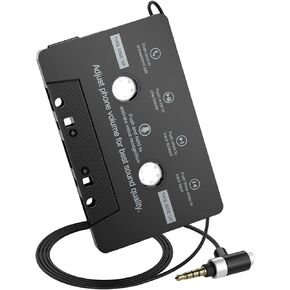 Car Cassette Aux Adapter with Microphone, 3.5MM Cable Audio Cassette Tape Adapter Player for Car, MP3, Phone, 3.2 Feet Cable