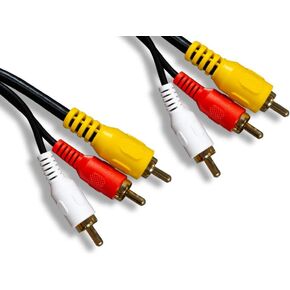 3 RCA Composite Audio/Video Cable, 50ft, 22AWG, 75 Ohm Composite Video Cable, Black (ZCAAFHMM-50)