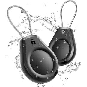 Waterproof AirTag Keychain Holder - (4 Pack) Air tag Lock Case with Wire Cable Compatible with Apple AirTags, Ultra Durable Anti-Lost Protective Case with Keyring for Luggage, Key, Backpack, Black