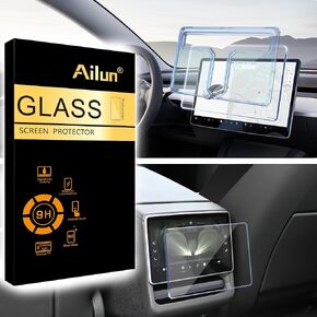 Ailun Tempered Glass Screen Protector for Tesla Model 3 2024 Refresh Center Console Dashboard Touchscreen [15.4 Inch] with Auto Alignment Tool + Armrest Box Screen Protector [8 Inch] Anti-Fingerprint