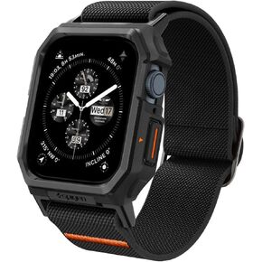 Spigen Lite Fit Pro Designed for Apple Watch Case Band for Apple Watch Series 9/8/7 45mm Durable TPU Case with Lightweight Fabric Band