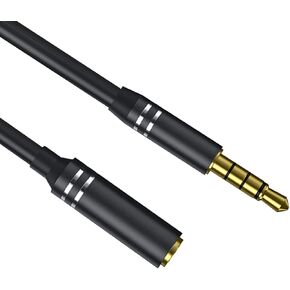 3.5mm Headphone Extension Cable (6Ft/1.8M), 4 Pole Hi-Fi Sound Audio Cable Male to Female AUX Cord, Auxiliary Stereo Extender for Speakers, PC, MP3 and All 3.5 mm Enabled Devices (1 Pack - Black) in Saudi Arabia