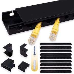 Cable Raceway Kit,139 Inch Open Slot Cable Management Kit with Upgraded Snap Structure,Under Desk Cord Organizer with Cable Management System for Network/PC/TVs 15.7" X 1.57" X 0.79" X 9PCS