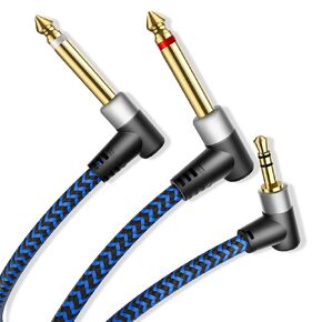 3 ft 3.5mm to 1/4 inch Cable,3.5mm Stereo to Dual 1/4 TS Y Cable,1/8 to 1/4 Y Splitter Cable for Music Equipment, Mixer, Home Stereo System and More