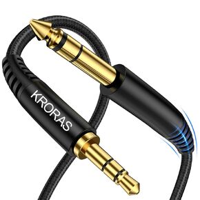 KRORAS 3.5 mm to 6.35 mm Stereo Audio Cable 10 Feet, 1/8 to 1/4 TRS Audio Cable with Zinc Alloy and Nylon Braid for Guitar, Laptop, Home Theater Devices, Speaker and Amplifiers ect