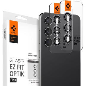Spigen Camera Lens Screen Protector [GlasTR EZ Fit Optik Pro] Designed for Galaxy S24 Plus [Case Friendly] - Black [2 Pack]
