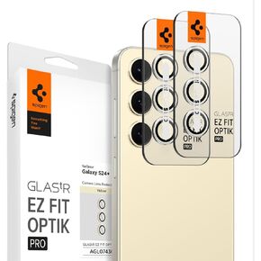 Spigen Camera Lens Screen Protector [GlasTR EZ Fit Optik Pro] Designed for Galaxy S24 Plus [Case Friendly] - Black [2 Pack]
