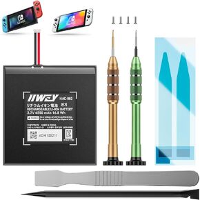 IIWEY HAC-003 Battery Replacement and Repair Tools Kit Compatible with 2017 Nintendo Switch and Switch OLED Game Console, 4550mAh Battery Replacement for Old Batteries, Increase Game Time
