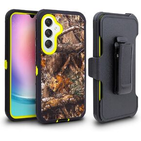 Compatible with Samsung Galaxy S24 Case, Rugged & and Durable, with Port Protection, Includes Holster Clip Kickstand with Built-in Screen Protector (Black)