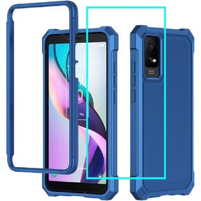 for TCL K32 5G Phone Case with Screen Protector,Frosted PC Back Front Soft Silicone Bumper,Military Grade Protection Rugged Shockproof Protective Corner Cover for TCL K32 T513V Red