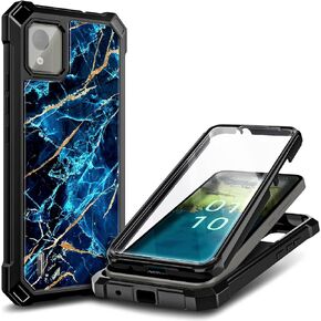NZND Designed for Nokia C110 Case with [Built-in Screen Protector], Full-Body Protective Shockproof Rugged Bumper Cover, Impact Resist Phone Cover Case (Black)