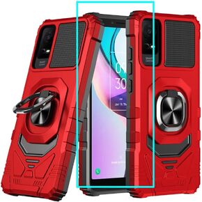 for TCL ION V Case/TCL ION X Case with Screen Protector,TCL ION V Phone Case Magnetic Car Ring Stand Soft Silicone Bumper Heavy Duty Military Grade Protective Phone Cover for TCL ION X Blue