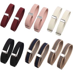 12Pcs/6 Pairs Unisex Elastic Adjustable Armbands Anti-Slip Shirt Garters Sleeve Holders Armbands Sport Armband Strap for Women and Men, 6 Colors