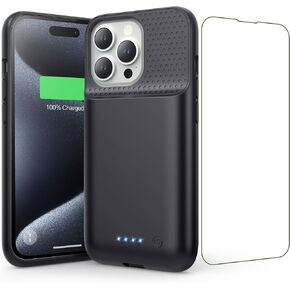 15W Fast Charging Battery Case for iPhone 15 Pro(6.1 inch),7500mAh Slim Portable Charging Case with 360°Protection,Rechargeable Extended Phone Charger Cover for iPhone 15 Pro Battery Case-Black