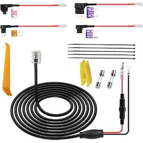 XMSJSIY RJ11 Radar Detector Hardwire Kit Direct Wire Wiring kit Radar Detector Quick Connection for Car GPS Locator with 4 Fuse Tap Power Cable and Tool - 13FT/4M