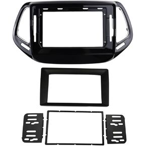 Radio Stereo Bezel for Jeep Compass 2017-2018 Dash Installation Mount Trim Kit Fits 10.1" and Double Din Size Screen