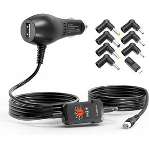 Powseed DC Car Charger Universal Power Adapter w/USB Port for Dash cam Breast Pump Speaker Smart Phone Tablet & Micro USB Device, Output 3V 4.5V 5V 6V 7.5V 9V 12V Multi-Voltage Car Adapter