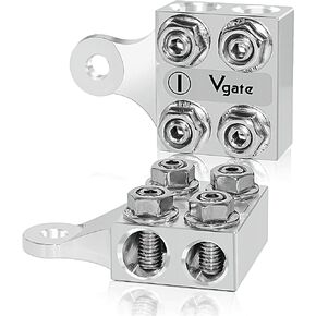 Vgate 8-Way Battery Terminal Connectors for Lithium or AGM Lead-Acid Battery with Bolt Down Ends or Threaded Studs, M6 or 1/4"-20