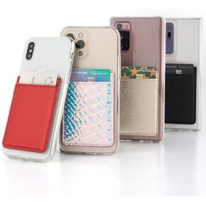 حامل بطاقات الهاتف GOOSPERY [4 عبوات] عصا لاصقة على المحفظة لظهر الهاتف، حافظة أنيقة وآمنة لبطاقات الائتمان/فتحة لبطاقة الهوية، حافظة جيب مناسبة لمعظم الهواتف الذكية in Kuwait