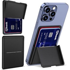 Magnetic Wallet Compatible with MagSafe Wallet, Adjustable Wallet Stand for Apple Wallet Mag Safe, Magnetic Card Holder Wallet for iPhone 15/14/13/12 Series, Twill PU Leather, 3 Cards,Black