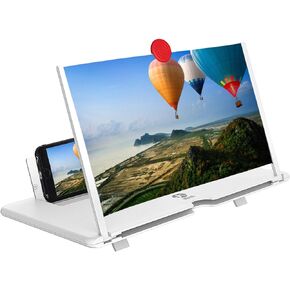 12‘’ Screen Magnifier,Cell Phone 3D HD Movie Video Amplifier with Foldable Holder Stand for iPhone X/8/8 Plus/7/7 Plus/6/6s/6 Plus/6s Plus and All Other Smart Phones.A Smart Gift for Family
