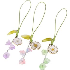 3 Pcs Creative Tulip Flower Mobile Phone Pendant Pendant, Mobile phone decoration accessories Suitable for Keychain Mobile Phone Car Key Bag Backpack Wallet Decoration