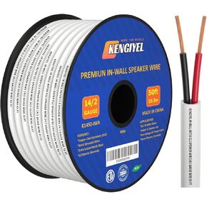 14/2 Speaker Wire (100 Feet) 14AWG Gauge in Wall Audio Speaker Wire, Fire Safety CL2 CL3 Rated Audio Speaker Cable/ 14 Gauge-2 Conductors CCA (Copper Clad Aluminum) Electrical Hookup Wire in Kuwait