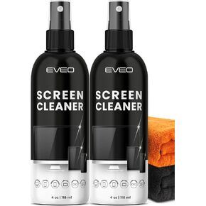 Screen Cleaner Spray - TV screen cleaner spray and Microfiber cloth kit, Computer Screen Cleaner & Car Screen Cleaner for TV, Monitor, Laptop, MacBook, iPad, iPhone and Electronic Devices - 8oz(4ozx2)