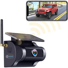 Solar Wireless Backup Camera Magnetic: WiFi Easy to Install Connect Phone Truck Trailer Hitch Rear View Camera Rechargeable No Drilling HD 1080P RV Camper Reverse Cam Night Vision - Wzbb V6