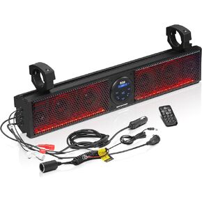 BOSS Audio Systems BRT26RGB ATV UTV Sound Bar System - 26 Inches Wide, IPX5 Rated Weatherproof, Bluetooth Audio, Amplified, 4 inch Speakers, 1 Inch Tweeters, USB Port, RGB Multicolor Illumination in Kuwait