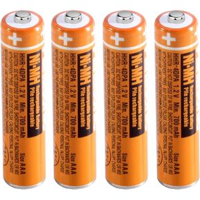 NI-MH AAA Rechargeable Battery 1.2V 700mah 4-Pack HHR-4DPA AAA Batteries for Panasonic Cordless Phones, Remote Controls, Electronics