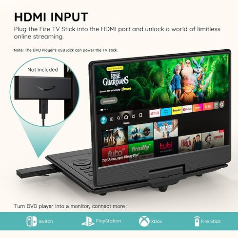 مشغل DVD محمول BOIFUN مقاس 14.8 بوصة مع إضاءة معززة لشاشة HD مقاس 13.3 بوصة، ومدخل HDMI، وزاوية رؤية واسعة، وبطارية قابلة لإعادة الشحن بقدرة 4000 مللي أمبير في الساعة، وتلفزيون USB/SD/مزامنة وأشكال أقراص متعددة، حجم كبير، أسود in Kuwait