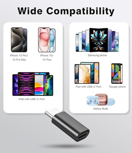 لمحول Lightning أنثى إلى USB C ذكر، موصل شاحن USB من النوع C لسلسلة iPhone 15، يدعم شاحن سريع PD بقدرة 27 وات، نقل البيانات لأجهزة Samsung، i-pad، وليس للصوت/OTG، مع حلقة مضادة للفقد in Kuwait