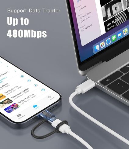 لمحول Lightning أنثى إلى USB C ذكر، موصل شاحن USB من النوع C لسلسلة iPhone 15، يدعم شاحن سريع PD بقدرة 27 وات، نقل البيانات لأجهزة Samsung، i-pad، وليس للصوت/OTG، مع حلقة مضادة للفقد in Kuwait
