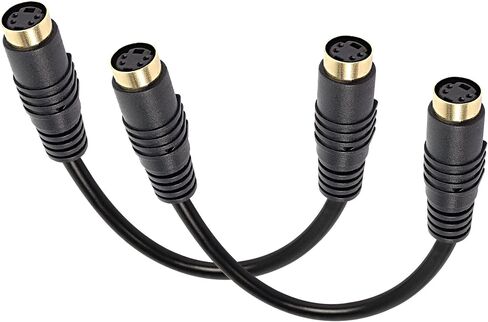 كابل XMSJSIY S-Video، 4 Pin Mini DIN أنثى إلى أنثى كابل تمديد محول موصل الصوت مع مطلي بالذهب للتلفزيون، والشاشة، وDVD، وVCR، وHDTV والمزيد - قطعتان 15 سم/5.9 بوصة in Saudi Arabia