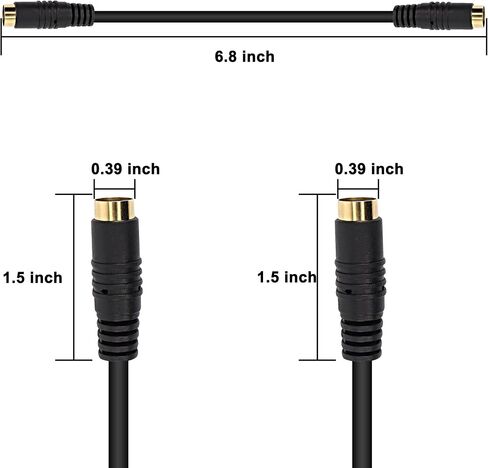 كابل XMSJSIY S-Video، 4 Pin Mini DIN أنثى إلى أنثى كابل تمديد محول موصل الصوت مع مطلي بالذهب للتلفزيون، والشاشة، وDVD، وVCR، وHDTV والمزيد - قطعتان 15 سم/5.9 بوصة in Saudi Arabia
