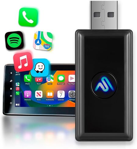 AutoSky Best Wireless CarPlay Converter Micro Edition - لمسة نهائية للبيانو - أصغر محول CarPlay في السوق - قم بتحويل CarPlay السلكي من المصنع إلى لاسلكي in Kuwait