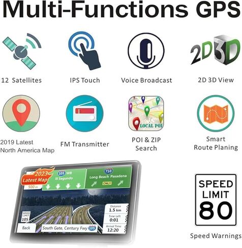 أحدث جهاز ملاح GPS للسيارة لعام 2024، شاشة تعمل باللمس مقاس 7 بوصات، مطالبات صوتية حقيقية، الانعطاف، اتجاه السرعة، تحذير، نظام تحديد المواقع عبر الأقمار الصناعية للسيارة، تحديث مجاني مدى الحياة لخريطة العالم in Kuwait