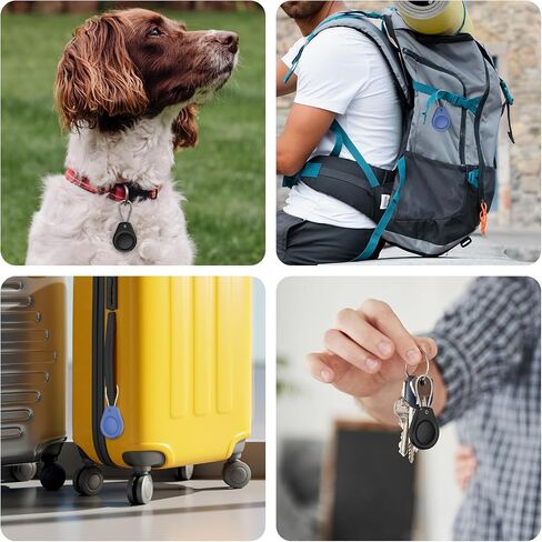 Waterproof AirTag Keychain Holder - (4 Pack) Lock Case with Keyring, Black | Compatible with Apple AirTags, Ultra Durable Air tag Protective Case with Anti-Lost Wire Cable for Luggage, Key, Backpack in Saudi Arabia