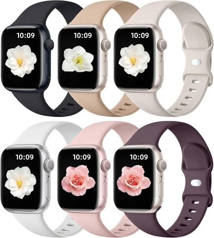 Maledan متوافق مع سوار ساعة Apple 38 مم 40 مم 41 مم 42 مم 44 مم 45 مم 46 مم 49 مم للنساء والرجال، 6 حزم حزام رياضي من السيليكون متوافق مع أشرطة ساعة Apple iWatch Series 11 10 9 8 7 6 5 4 3 2 1 SE Ultra in Kuwait
