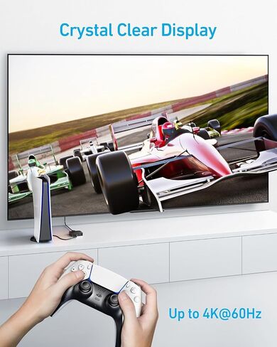 Anker HDMI Switch, 4K@60Hz Bi-Directional HDMI Switcher, 2 In 1 Out with Smooth Finish, Supports HDR, 3D, Dolby, Compatible with Laptops, PC, Xbox Series, PS5 / PS4, Projector, and More in Saudi Arabia