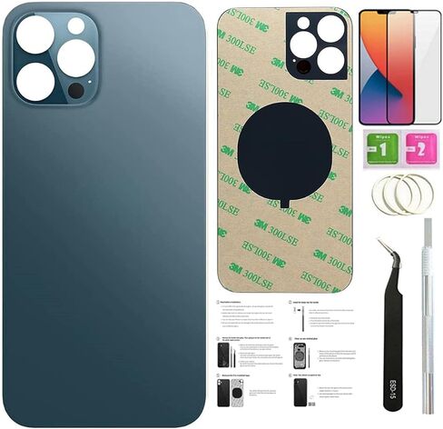 12 Pro Max Back Glass Replacement for iPhone 12pro Max Back Cover Glass 6.7 Inch with PreInstalled Tape Installation Instruction Repair Tools Screen Protector Pacific Blue in Saudi Arabia