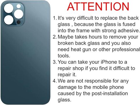 12 Pro Max Back Glass Replacement for iPhone 12pro Max Back Cover Glass 6.7 Inch with PreInstalled Tape Installation Instruction Repair Tools Screen Protector Pacific Blue in Saudi Arabia