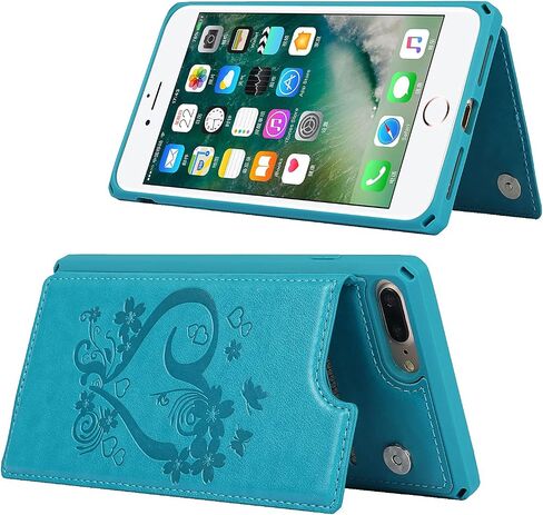 جراب ShunJieTech لهاتف iPhone 7 Plus، جراب iPhone 8 Plus، [حامل بطاقة الائتمان وجراب محفظة بفتحة] غطاء خلفي من الجلد مضاد للصدمات مع حزام (5.5 بوصة) - أسود in Kuwait