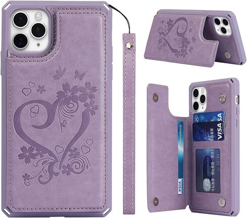 for iPhone 11 Pro Max Case,for iPhone 11promax Case,[ Credit Card Holder & Slot Wallet Case ] Back Shell Leather Cover Shockproof Protective Case with Strap(6.5")-Black in Kuwait