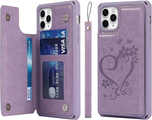 for iPhone 11 Pro Max Case,for iPhone 11promax Case,[ Credit Card Holder & Slot Wallet Case ] Back Shell Leather Cover Shockproof Protective Case with Strap(6.5")-Black in Kuwait