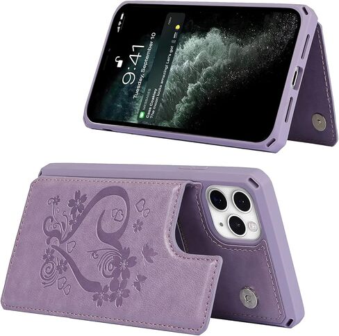 for iPhone 11 Pro Max Case,for iPhone 11promax Case,[ Credit Card Holder & Slot Wallet Case ] Back Shell Leather Cover Shockproof Protective Case with Strap(6.5")-Black in Kuwait